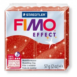 FIMO efect červená s trblietkami 57g