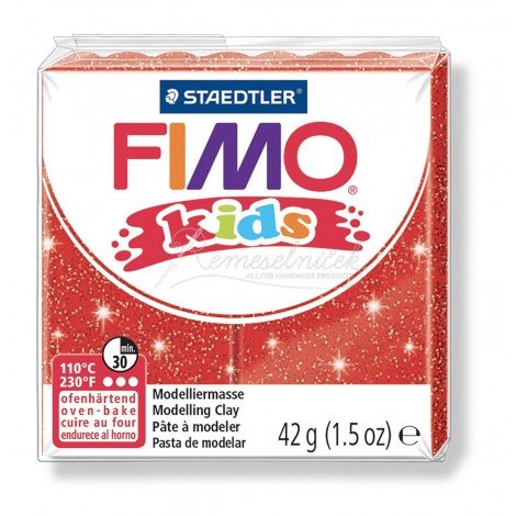 FIMO kids červená s trblietkami 42g