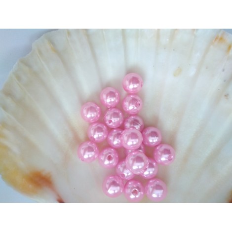 plastové perly 10mm ruzove
