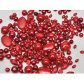 sklenené perle mix farieb a tvarov červená