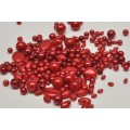 sklenené perle mix farieb a tvarov červená
